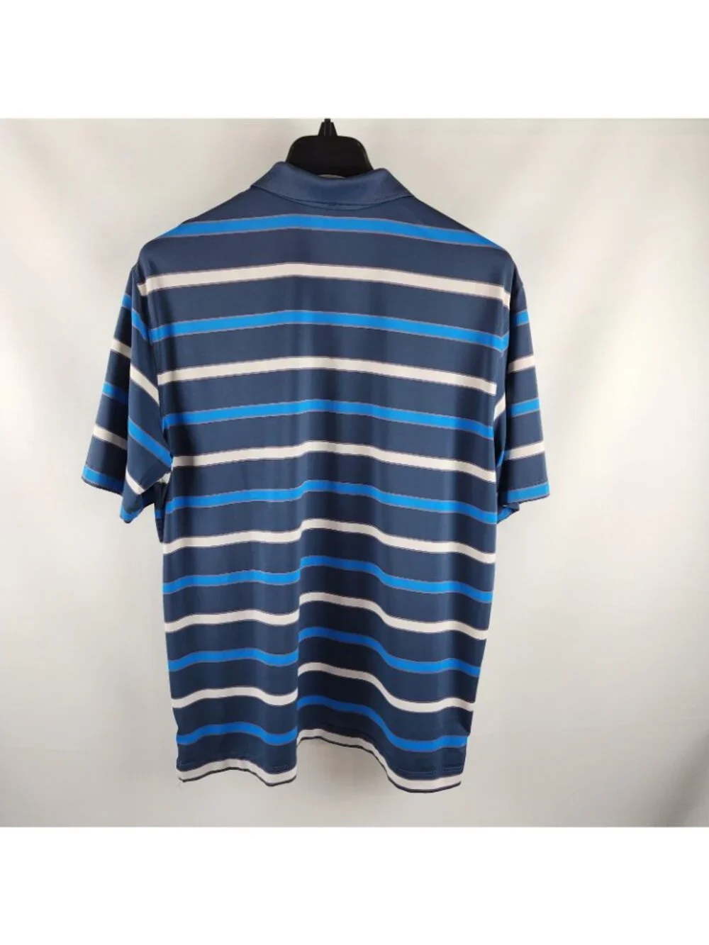 Nike Shirt Mens XL Blue Multi Golf Tour Performance Stretch UV Stripe Polo